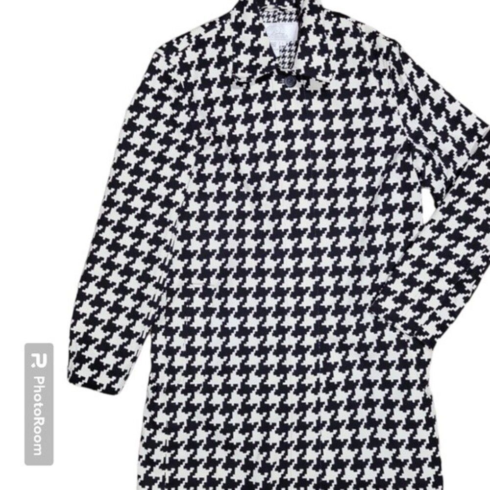 Diane's Essentials Houndstooth Button Front Trench Coat - S